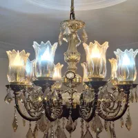 6 عدد لوستر و دیوار کوب تمام برنز  فوق العاده