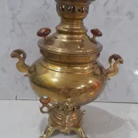سماور ذغالی برنجی ۴ لیتری نو و استفاده نشده
