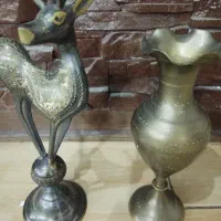 دکری گلدان و گوزن برنجی