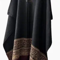 پانچو زنانه نخی با طرح اسلیمی
