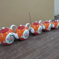 قوری رنگی گل روسی گردنر شیش سایز