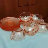سرویس فنجان نعلبکی صورتی فرانسوی