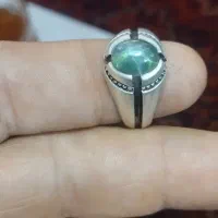 انگشتر نقره یاقوت استار سبز