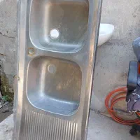سینک دو لگنه دست دوم تمیز ، همراه با سیفون