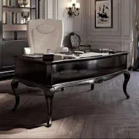 میزمدیریت لوکس مبلمان اداری مشکی کلاسیک کتابخونه