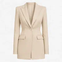 کت تک یقه بلیزر رنگ کرم زنانه
