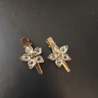 گیره موی فانتزی گل نگین دار - جفت