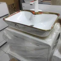 روشویی کابین دیواری سفیدطلایی