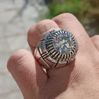 انگشتر نقره موزانایت سه عدد و یاقوت استار یکعدد