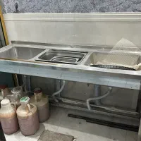 میز کار استیل وان استیل سینک ۳ لگن استیل