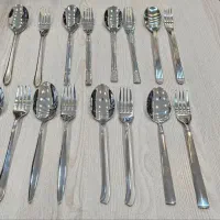 قاشق چنگال استیل نقره‌ای/رنگ ثابت/12پارچ/6نفره