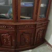 کمد ویترینی دوتکه چوب گردو