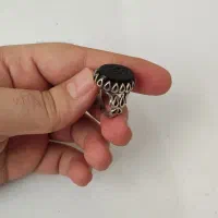 انگشتر عقیق مشگی با رکاب نقره مدل اشک چشم