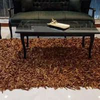 فرش چرمی قهوه‌ای روشن عسلی