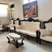 مبلمان ۹نفره استیل با میز ناخار خوری و ویترین