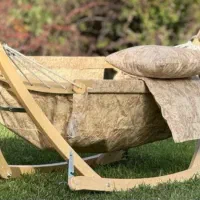 گهواره ننو سنتی چوبی باتشک وبالشت وتشک عمیق