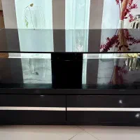 میز تلویزیون شیشه ای - چوبی مشکی