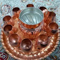 ست پارچ و ۱۰ جام و سینی مسی