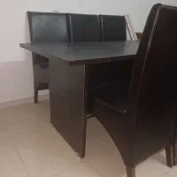 صندلی تمام چرم ۶ عدد همراه با میز تمام ام دی اف