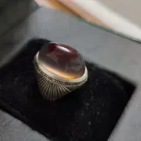 انگشتر عقیق یاسی دو پوست یمنی رکاب دست ساز