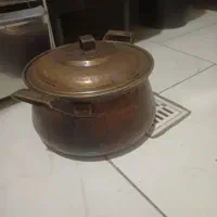 سه عدد قابلمه مصی با سینی و قهوه جوش و قهوه خوری
