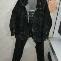 ست کت و شلوار لی پسرونه زغالی رنگ