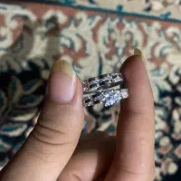 انگشتر نقره نو دوحلقه ای (تک نگین و پشت حلقه ای)