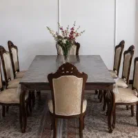 مبل استیل به همراه غذا خوری و ویترین