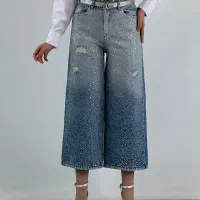 شلوار نگینی کت سفید شلوار جین کت عروسکی۴۹۸