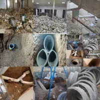 تخریب چاه کن وصل فاضلاب بشهری مغنی مقنی