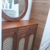 جاکفشی حصیری MDF با آینه و نشیمن