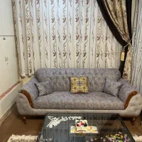 پرده پذیرایی سه تکه حریر و کتان