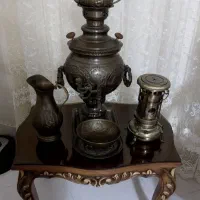 سماور ذغالی و چراغ نفتی