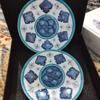 دو جفت بشقاب مس مینا کاری