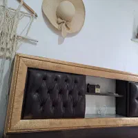 تخت دونفره با تشک طبی و روتختی مخمل کتان.بانورمخفی
