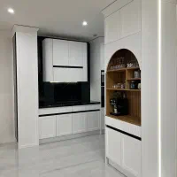 کابینت آشپزخانه با رنگ پولی اورتان هود کرو شده