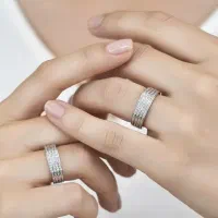 حلقه ست نقره مدل آنیسا با آبکاری رادیوم طرح طلا