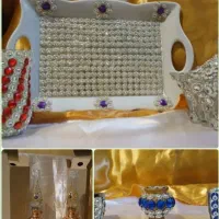 گردسوز و استکان و قندان و سینی تزئینی(صنایع دستی)