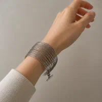 دستبند نقره النگویی سیم کار