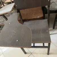صندلی دسته دار چوبی دانش آموزی قهوه ای و آبی