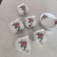 ظرفهاگلسرخی قدیمی بشقاب سوپخوری پارچ فنجان نعلبکی