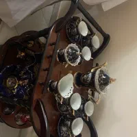 سرویس لیلی مجنون سورمه ای با میز چوب گردو