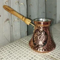 قهوه جوش مسی قلم کاری دست و سیاه قلم