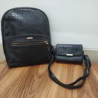 کوله پشتی و کیف دستی مشکی ست