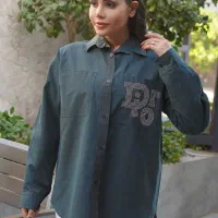 شومیز مانتویی جلوباز و جلودکمه کتان سلیک بهاره