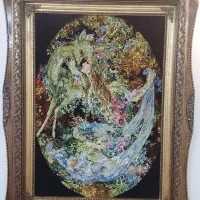 دو عدد تابلو فرش دست باف تبریز گل ابریشم