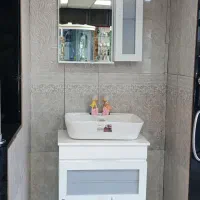 کابینت روشوی قاب دار سفید طوسی فول ست