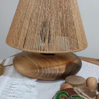 آباژور چوبی شلف مکرومه دیوارکوب و لوستر رافیا