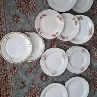 بشقاب گل سرخ و پیش دستی  چینی