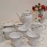 سرویس چای خوری ظروف بلور کریستال در حد نو